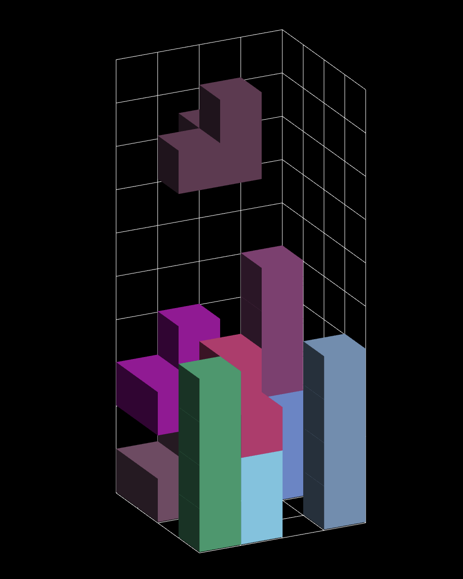 Screenshot of 3D Tetris with Grid